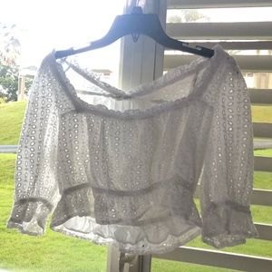 Essue White Cotton Top/ Blouse for Women Large